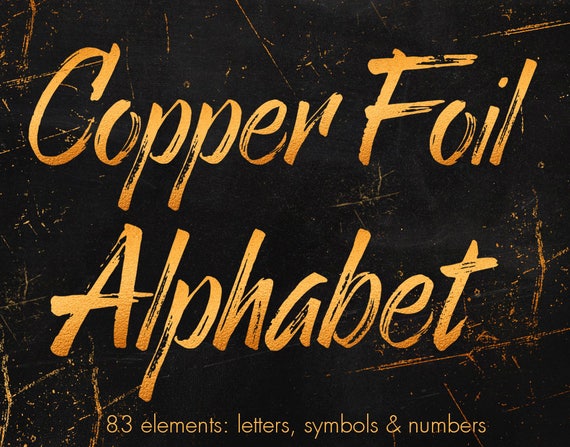 Copper Foil Alphabet Clipart: 83 Design Elements (Digital Download)