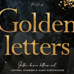 Gold alphabet clipart, Gold font clipart, Gold letters, Gold foil alphabet, Golden letters, Gold typography, Decorative lettering, PNG