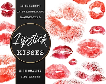 Lipstick kisses clipart, Red kisses, Red lips, Kiss mark, Love, Valentine clipart, Design elements, Lips clipart, Transparent background,PNG