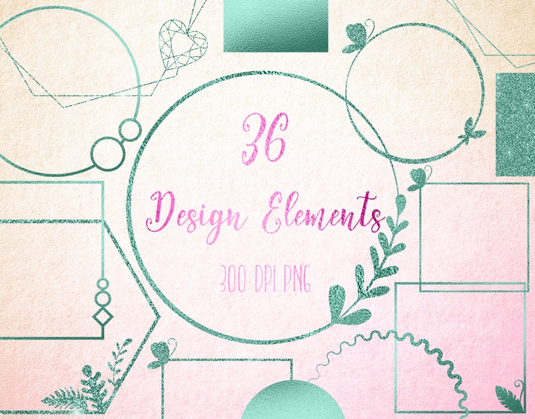 Mint Design Elements Clipart, Logo, Banner, Mint Glitter, Mint Foil