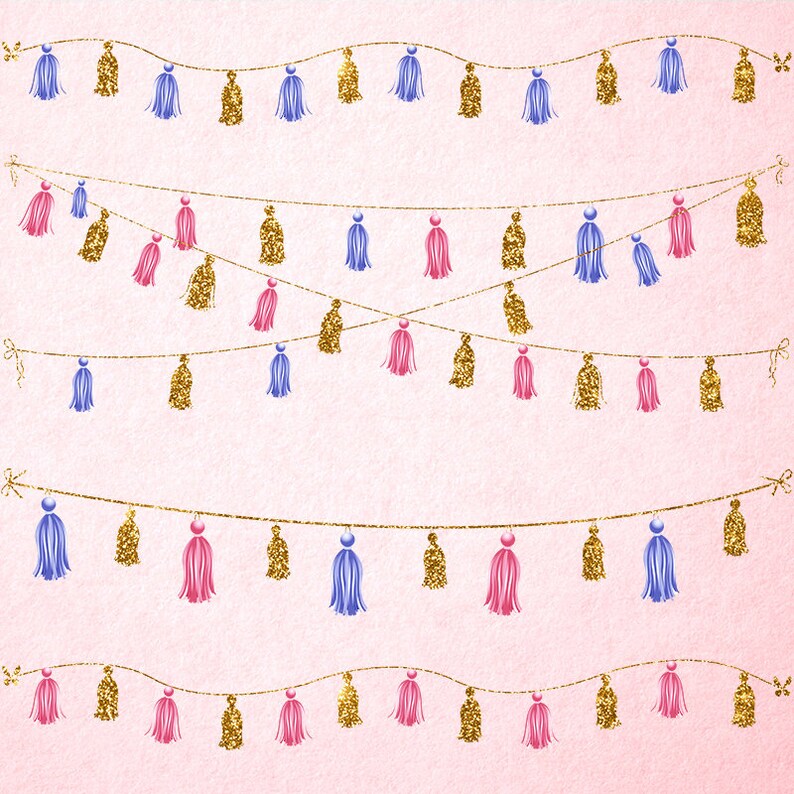 Gold tassel garlands clipart String tassel garlands clip Etsy