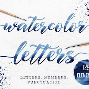 Clipart de l’alphabet aquarelle bleu, Clipart des lettres aquarelles, Clipart de police Aquarelle, Alphabet bleu, Lettres décoratives, Police aquarelle