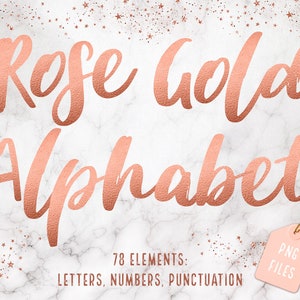 Rose gold font clipart, Rose gold alphabet clipart, Rose gold foil alphabet, Rose gold letters, Wedding clipart, Decorative lettering