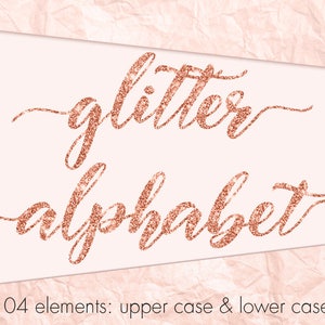 Rose gold font clipart, Rose gold glitter alphabet clipart, Rose gold alphabet, Rose gold letters clipart, Glitter letters, Chic alphabet