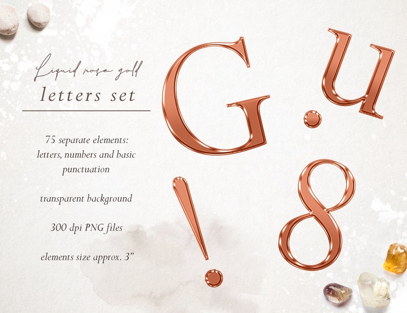 Liquid Rose Gold Letters Clipart Rose Gold Alphabet Liquid Etsy