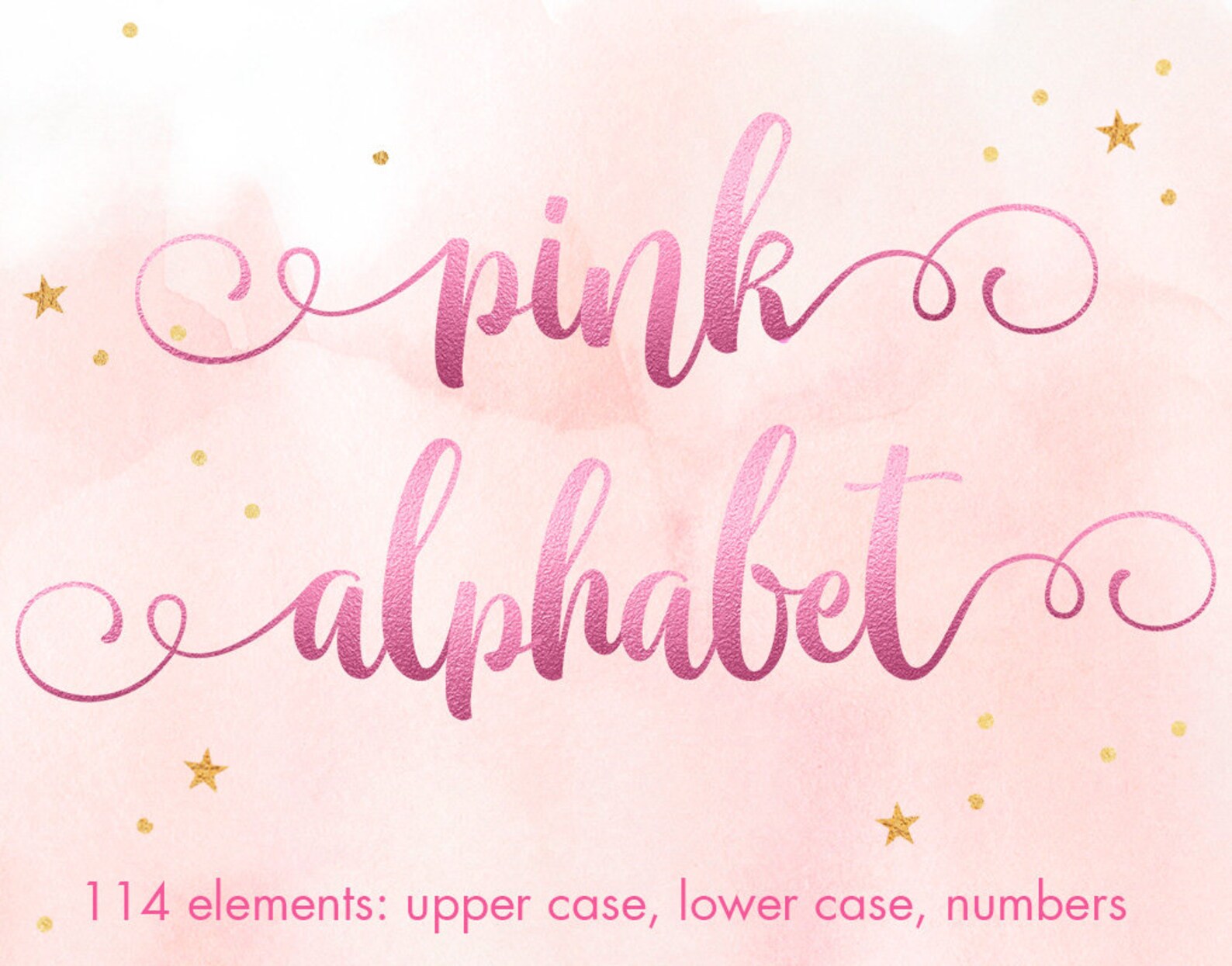 Pink Metallic Alphabet Clipart Pink Font Clipart Pink Foil Etsy