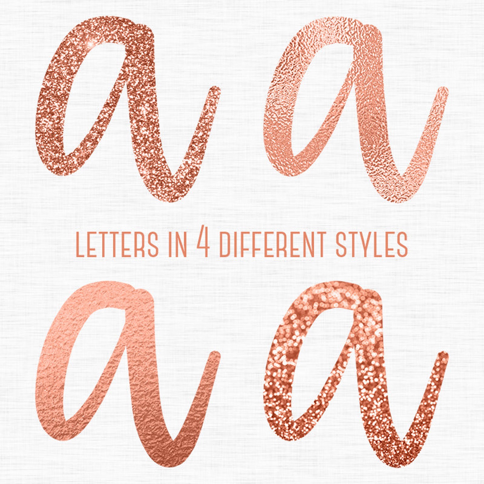 Rose Gold Alphabet Clipart Rose Gold Font Lower Case Etsy
