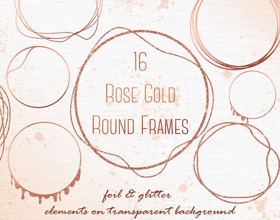 Round Rose Gold Design Elements Clipart Rose Gold Circles Etsy