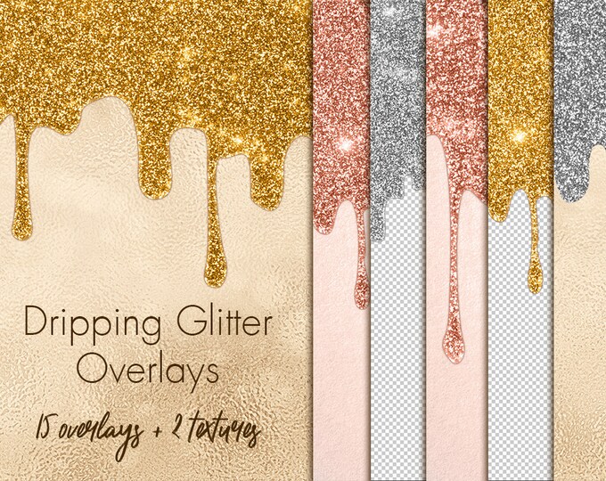 Glitter Topping Digital Overlays Gold Overlay Clipart Silver Etsy