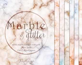 Gold Glitter Marble Digital Paper: Luxury Textures (JPG, 12x12")