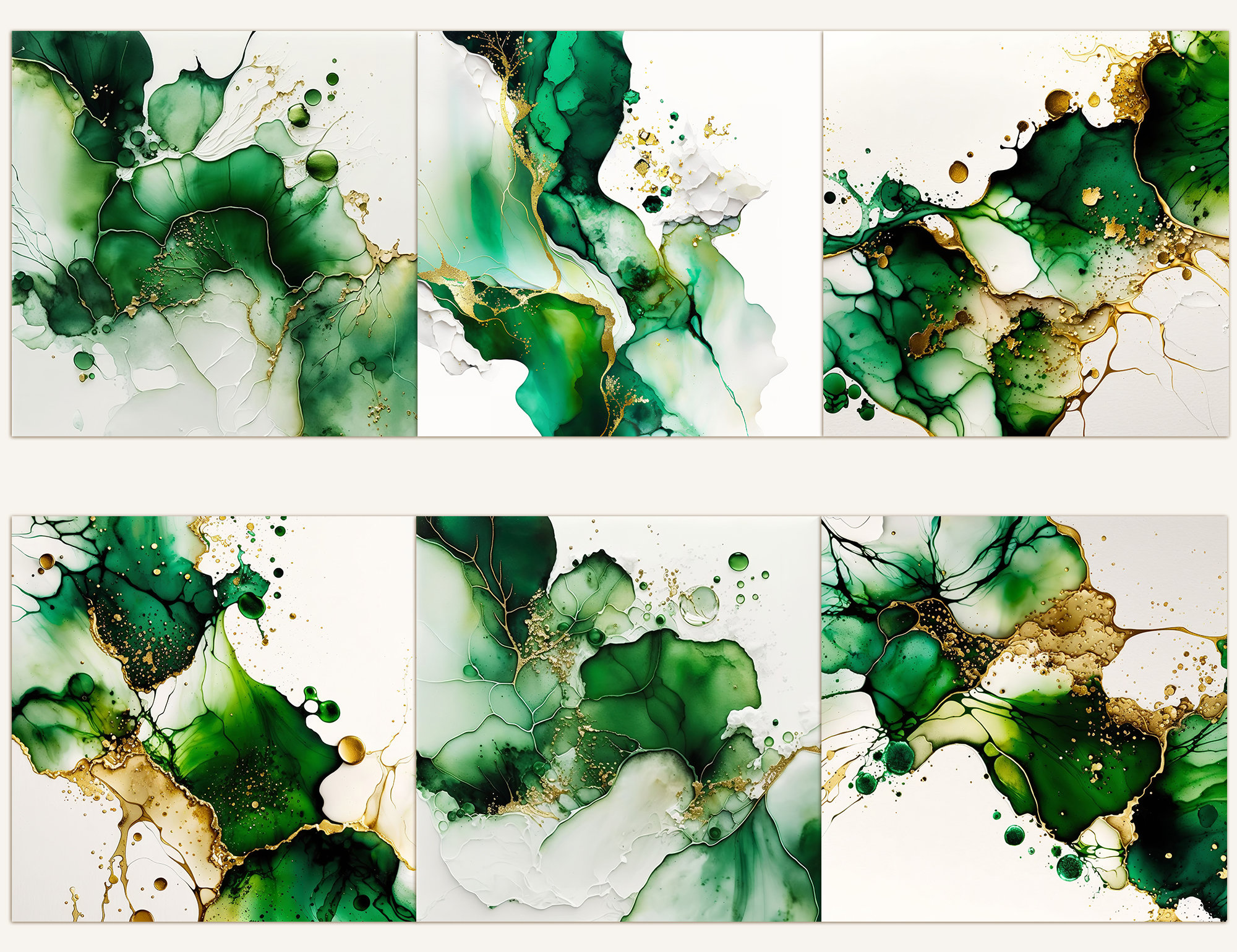 Christmas Backgrounds, 15x15 Alcohol Ink Paper, Green Silver