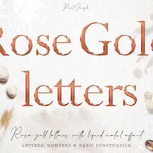 Flüssiges Rosegold Buchstaben Clipart, Rosegold Alphabet, Liquid Font Clip Art, Rosegold Folien Alphabet, Buchstaben Overlays, Dekorative Schrift