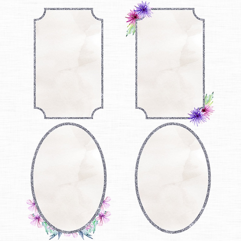 Silver Frames Clipart Silver Overlays Silver Frames Wedding Etsy