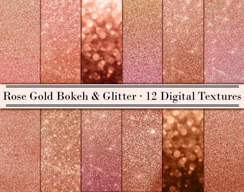 Buy 3 pay for 2, Rose gold glitter digital paper, Bokeh paper pack, Rose gold paper, Rose gold texture, Rose gold background, paper clipart image 1