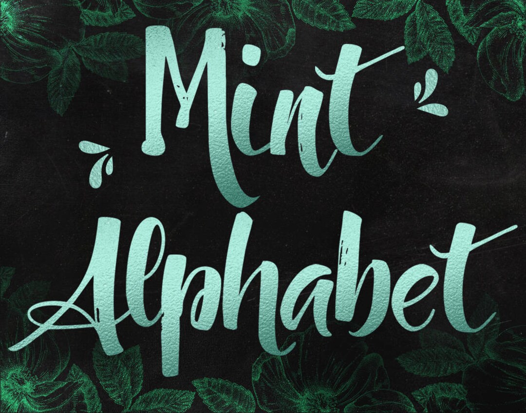 Mint Green Alphabet Clip Art, Mint Foil Alphabet, Mint Letters, Mint