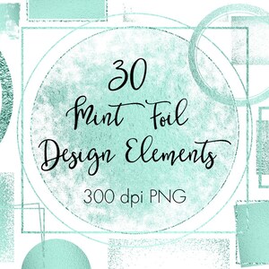 Mint design elements clipart, mint metallic brush strokes, mint foil circles, mint squares, rectangle clipart, stroke shapes, mint clipart