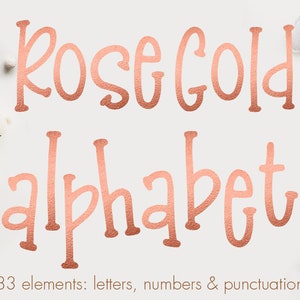 Rose gold alphabet clipart, Rose gold font clipart, Rose gold foil alphabet clip art, Rose gold letters, Wedding clipart, Typography clipart image 1