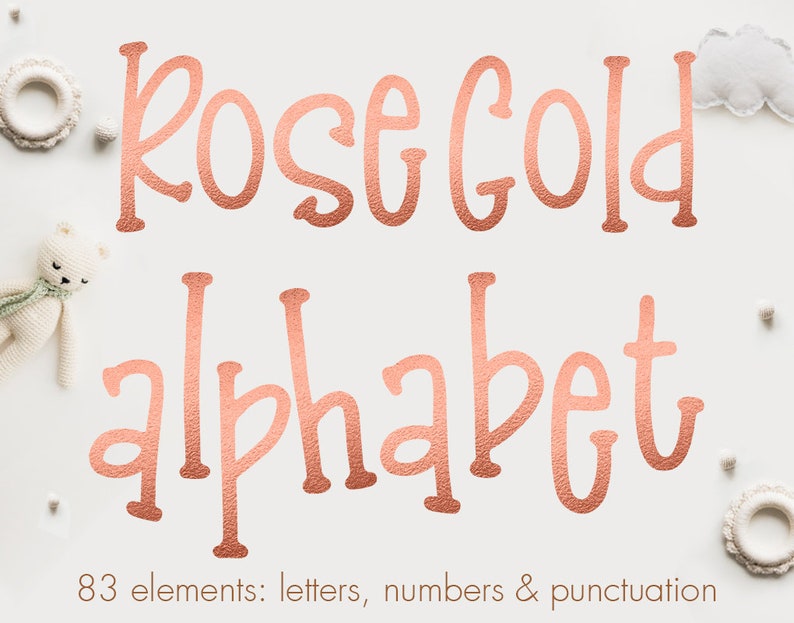 Rose gold alphabet clipart, Rose gold font clipart, Rose gold foil alphabet clip art, Rose gold letters, Wedding clipart, Typography clipart image 1