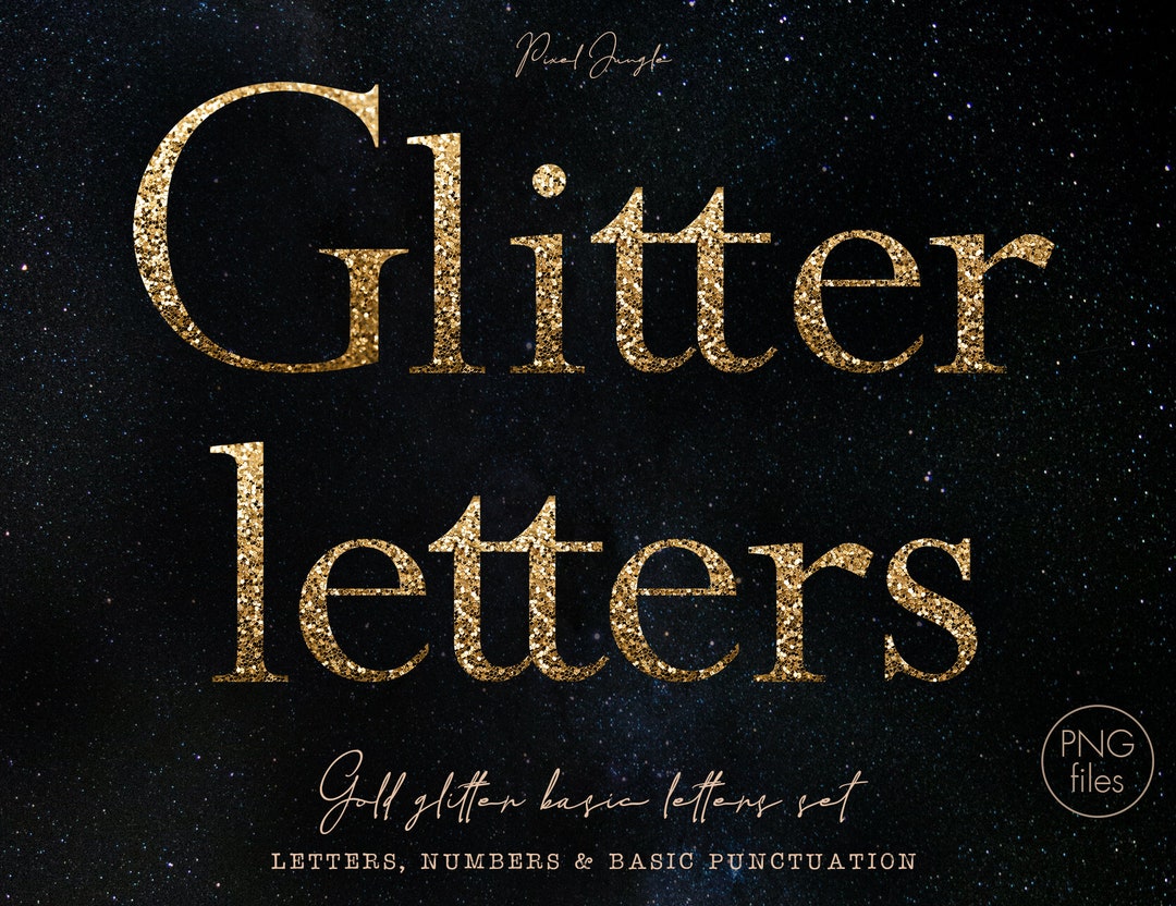 Gold Glitter Letters Clipart, Gold Alphabet, Gold Font Clip Art, Gold