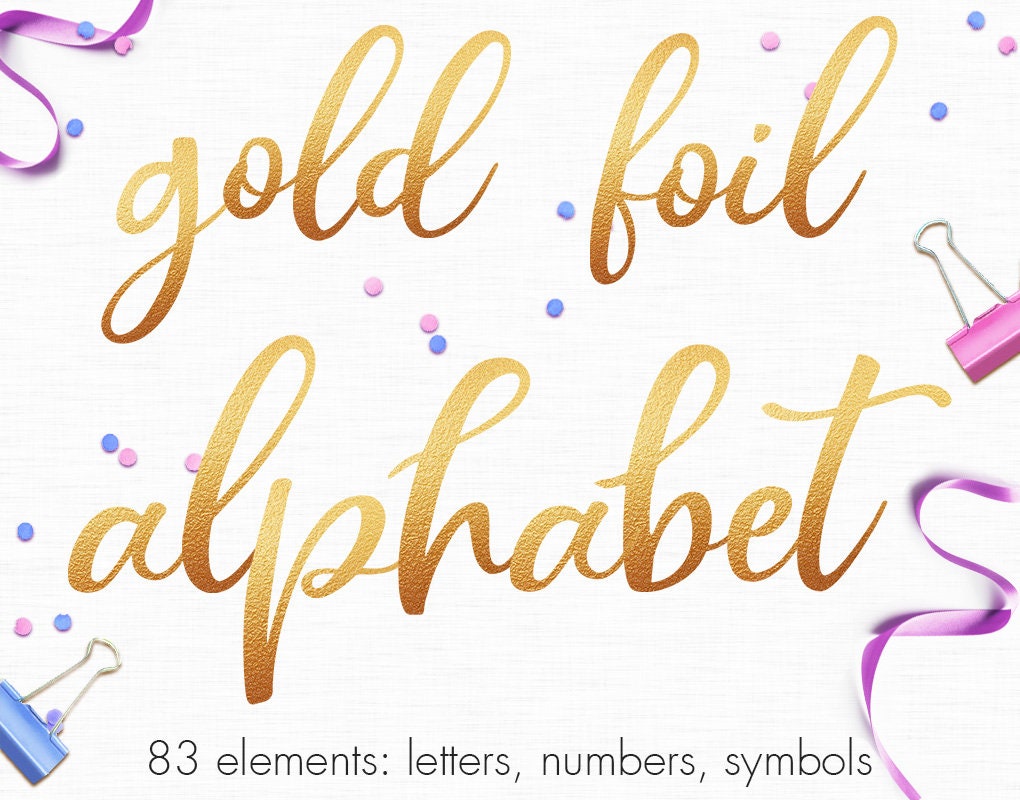 Gold alphabet clip art, Gold foil alphabet clipart, Gold letters clipart, Gold numbers, Gold font, Wedding clipart, Wedding alphabet