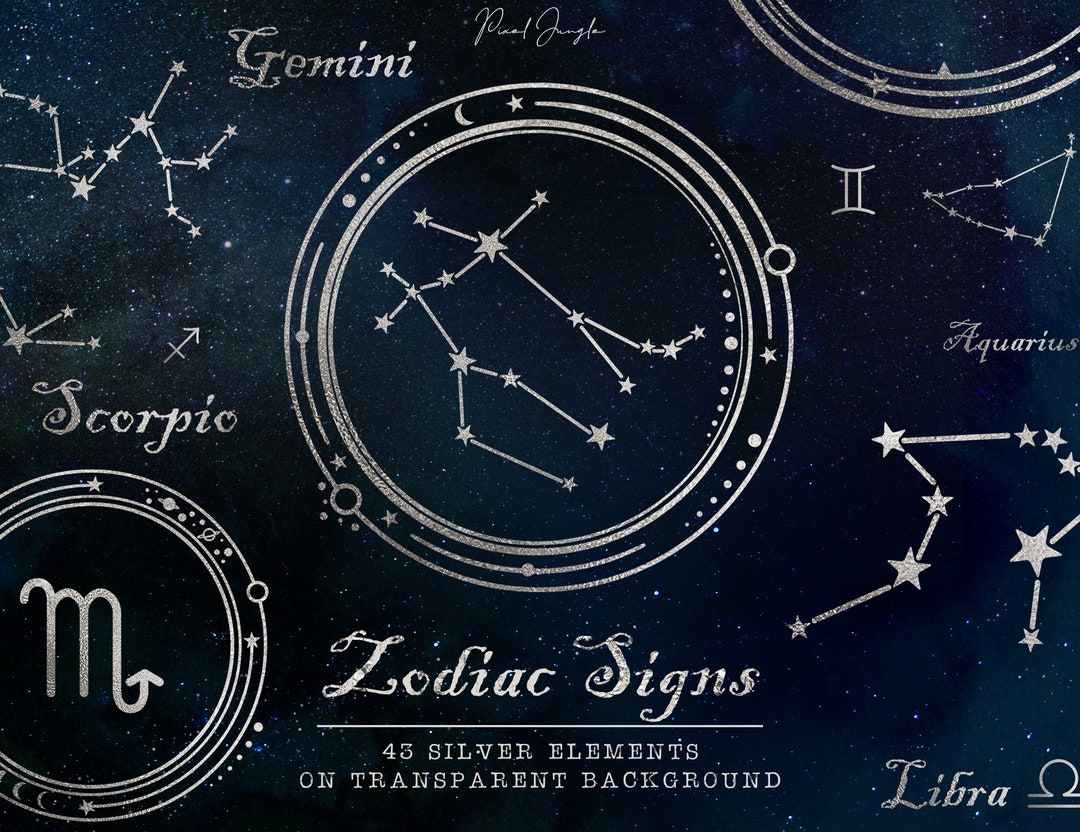 Silver Zodiac Constellations Clipart Zodiac Clipart Silver - Etsy