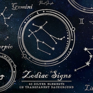 Silber Sternzeichen Clipart, Sternzeichen Clipart, Silber Kontelationen, Silber Sternzeichen, Astrologie Clipart, Silber Kreise, PNG