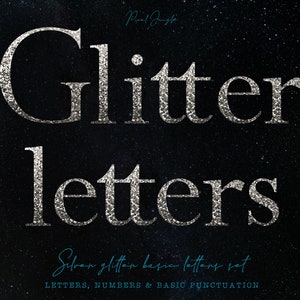 Silver glitter letters clipart, Silver alphabet, Silver font clip art, Silver alphabet, Letter overlays, Decorative lettering, PNG