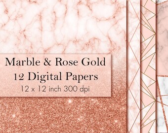Papel abstracto de oro rosa y mármol, Texturas de mármol, Patrones de oro rosa, Texturas de oro rosa, Clipart de papel digital Glitter, Papeles Glamour