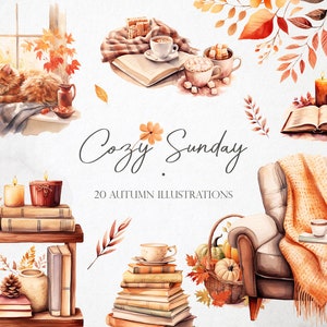 Watercolor Autumn Clipart: Cozy Fall Design Elements (PNG)