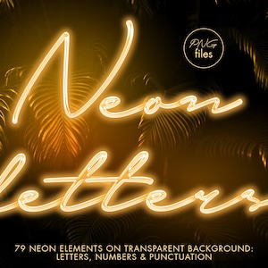 Neon Alphabet Clipart, Neon Buchstaben Clipart, Digitale Neon Schrift, Neon Neon Schriftart, Neon Ziffern, Neon Overlays, Warm Neon, Digital Neon