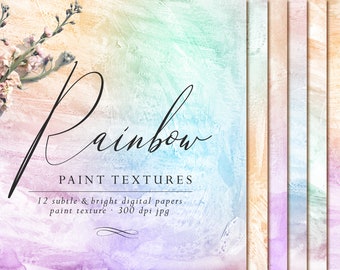 Rainbow Paint Textures: Abstract Digital Paper Pack (JPG)