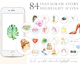 Instagram story highlight icons, Instagram story covers, Instagram covers, Watercolor instagram icons, Watercolor icons clipart,Social icons