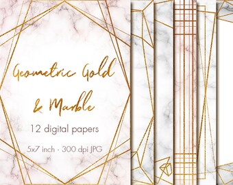 Gold Marble digital paper with frames, 5x7, Geometric digital paper clipart, Marble wallpaper, Marble backgrounds, Invitation clipart