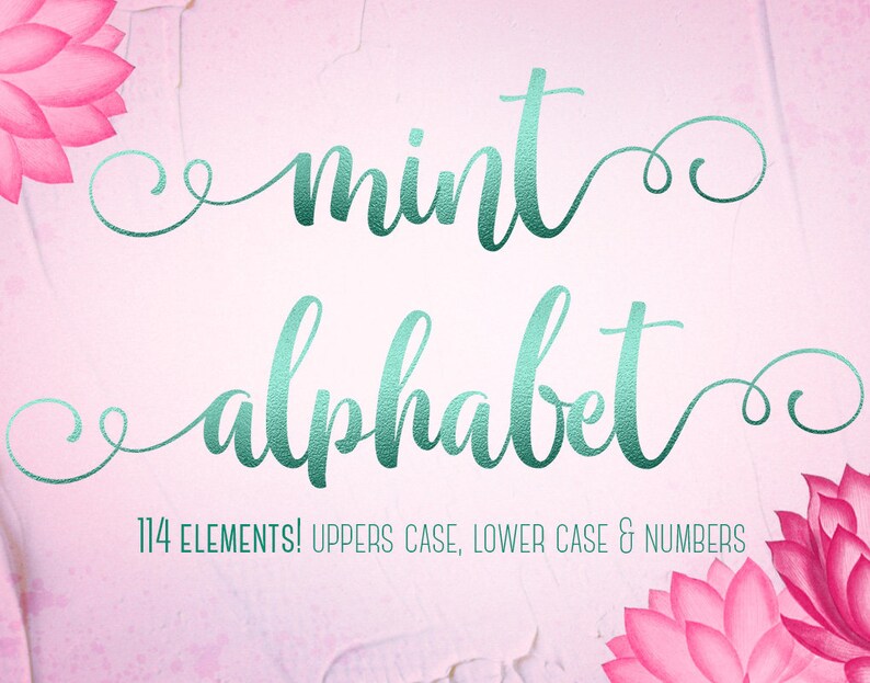 Mint Font Mint Alphabet Clipart Mint Foil Alphabet Mint Etsy