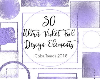 2018 Ultra violet design elements clipart, Violet foil design elements, Metallic clipart, Shapes clipart, Strokes clipart, Logo design