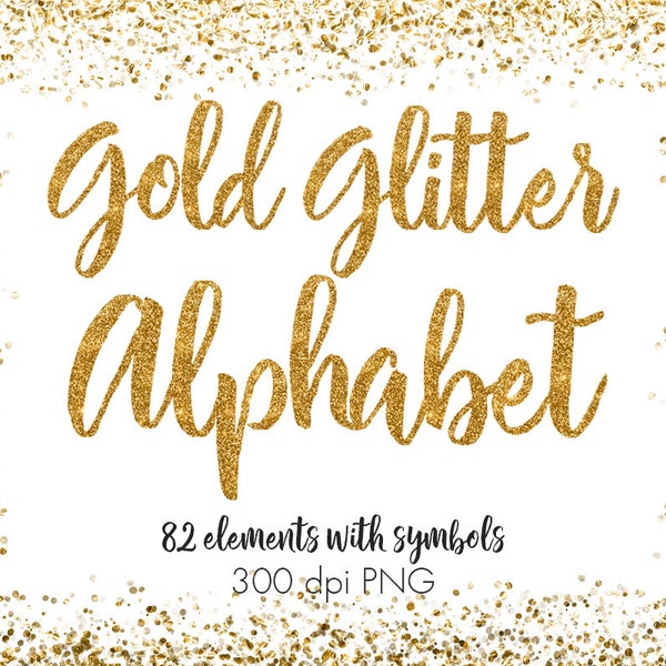 Buy 3 pay for 2, Gold alphabet clip art, Gold glitter alphabet, Gold letters, Gold numbers, Gold symbols, Gold font, lettering, 82 elements
