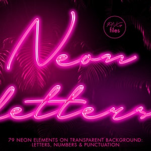 Rosa Neon Alphabet Clipart, Neon Buchstaben Clipart, Digital Neon Schrift, Rosa Neon Schriftart, Neon Ziffern, Neon Overlays, Digital Neon Overlays, png