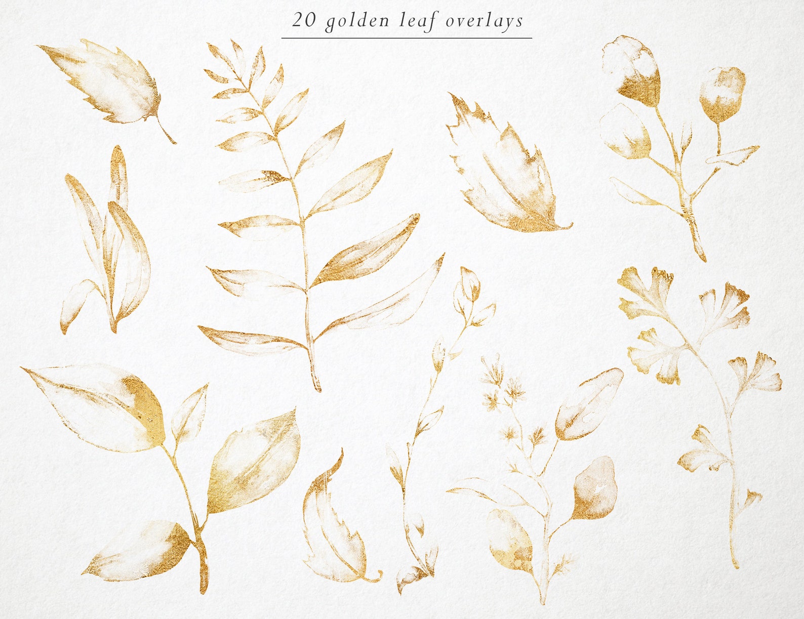 Gold Floral Stamp Overlays Gold Foil Stamps Golden Leaves - Etsy