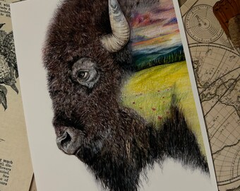 Dreamland bison Buffalo art print