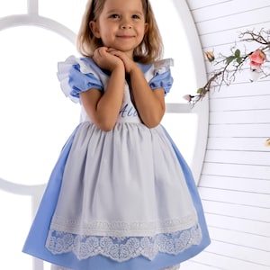 Alice in Wonderland Dress for Girls – Toddler Fairy Tale Costume, Tea Party Outfit, Handmade Cosplay, Birthday Dress, Party Halloween Dress