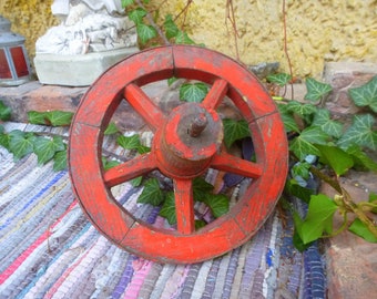 vecchia RUOTA DEL CARRO legno metallo DEKO vintage shabby chic