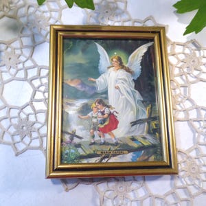 Schutzengel-Bild im Rahmen hinter Glas