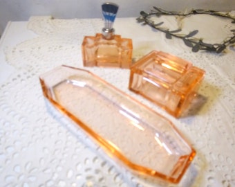 TOILETS set crystal glass rosalin art deco vintage brocante shabby chic