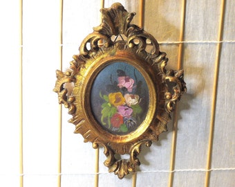 PHOTO DE FLEUR antique Cadre baroque de Bari peinture à la main en verre cambré