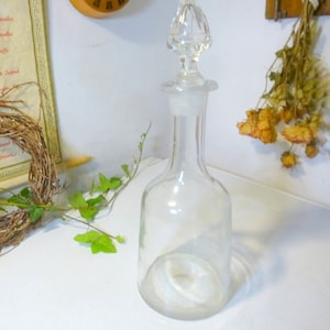 antique CARAFE heavy glass mouth-blown 1 liter