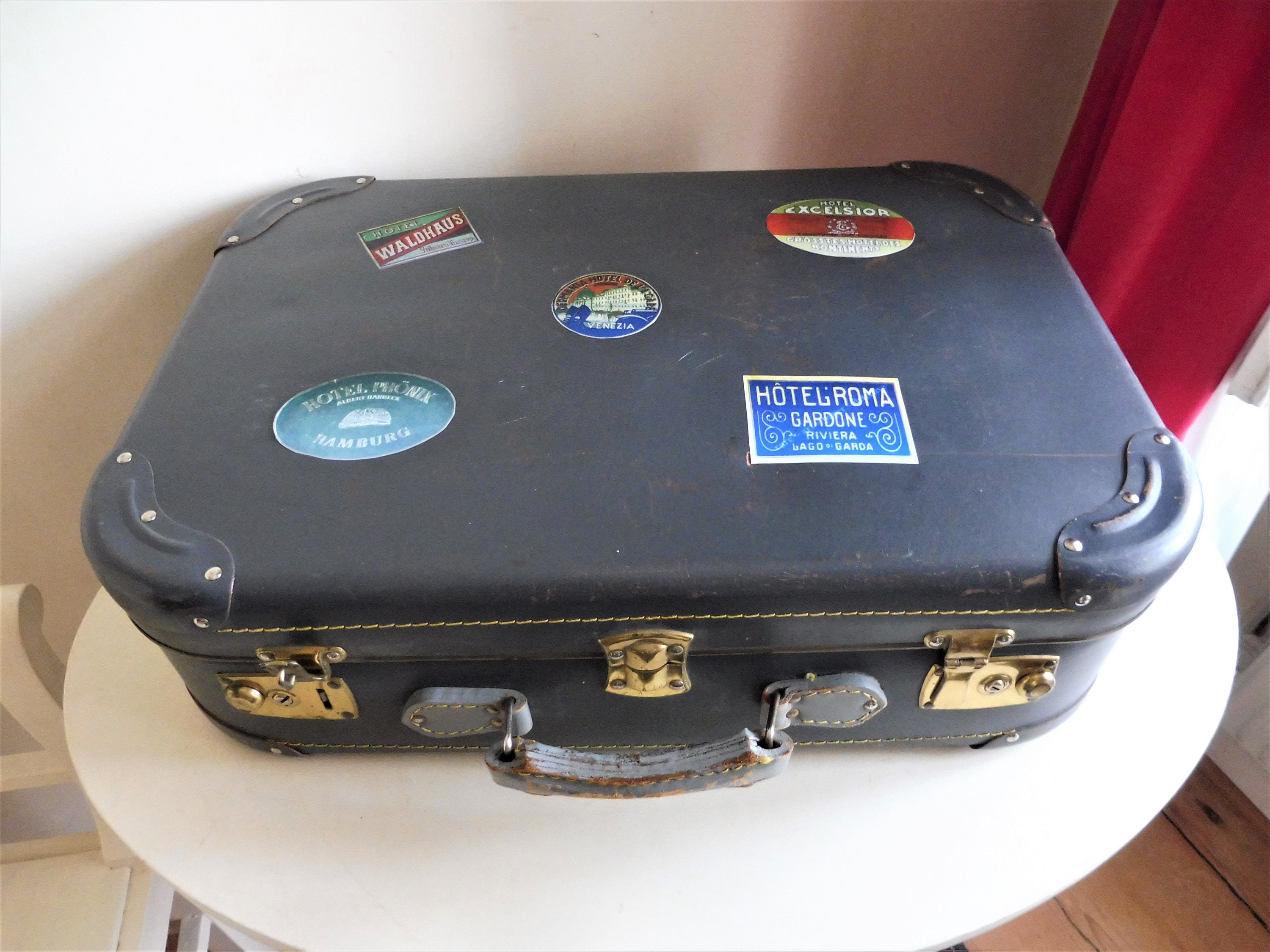 Vintage Suitcase Palavan Retro Suitcase Handmade Decoupage 