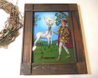 Handbemaltes Hinterglasbild Hl. Elke – Mit Blattgold & Holzrahmen, Ca. 12,5 X 16 Cm
