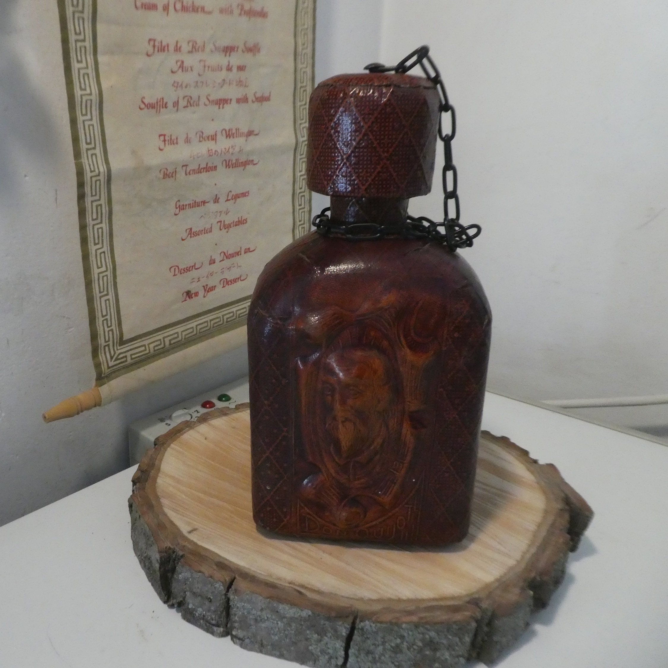 Leather coated decanter Spanish cognac bottle Etsy