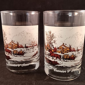 Currier & Ives Glass, American Farm in Winter, ARBY&#39;s Glass Collection 1981