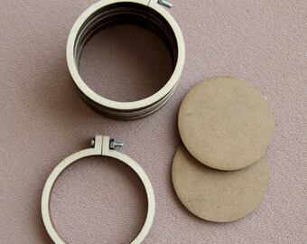 Mini Embroidery Hoop, Miniature Embroidery Hoops, Cross Stitch Blanks, Cross stitch Necklace Kit, Tiny Embroidery Hoop , Wooden Hoop,